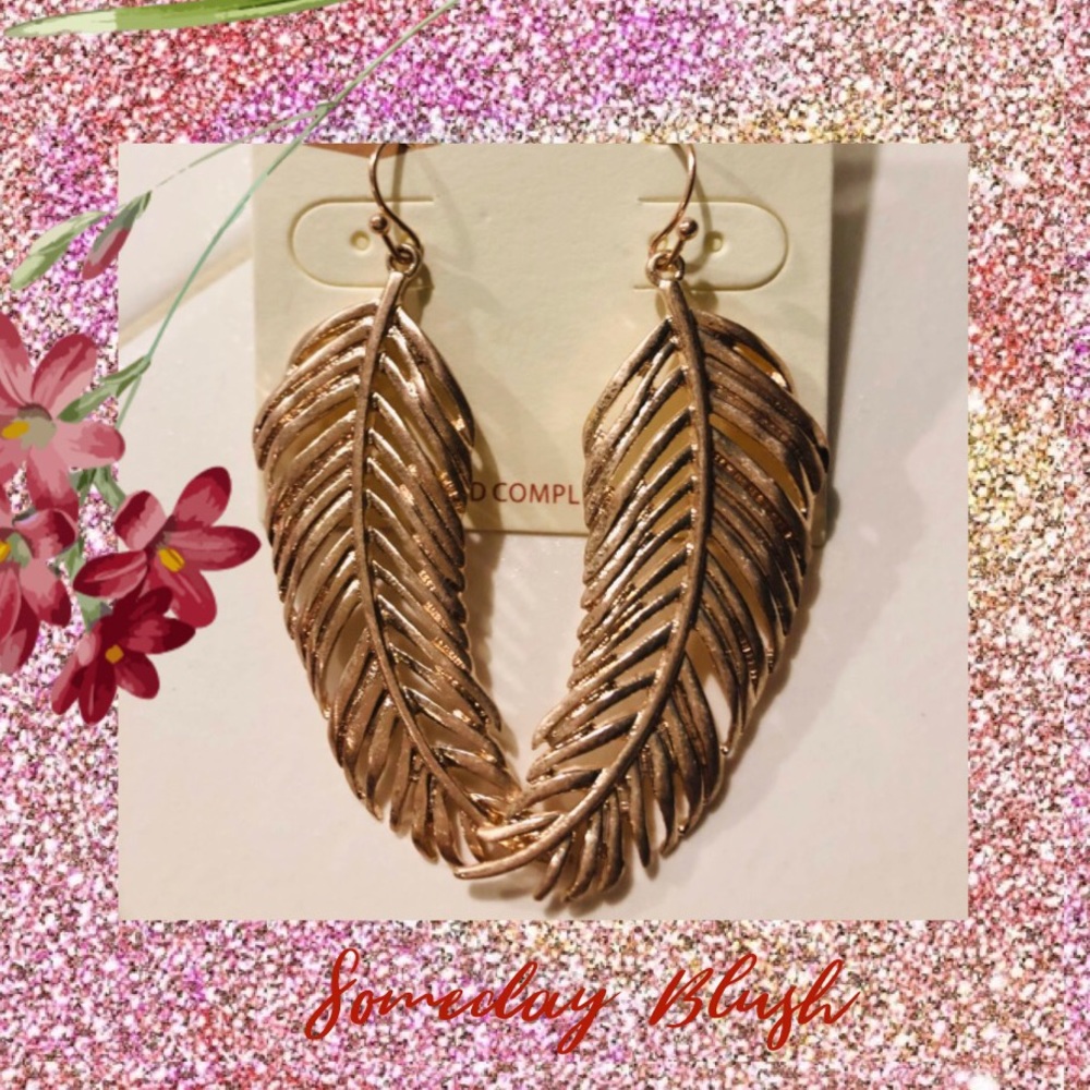 Gold/colored Feather Drop Earrings